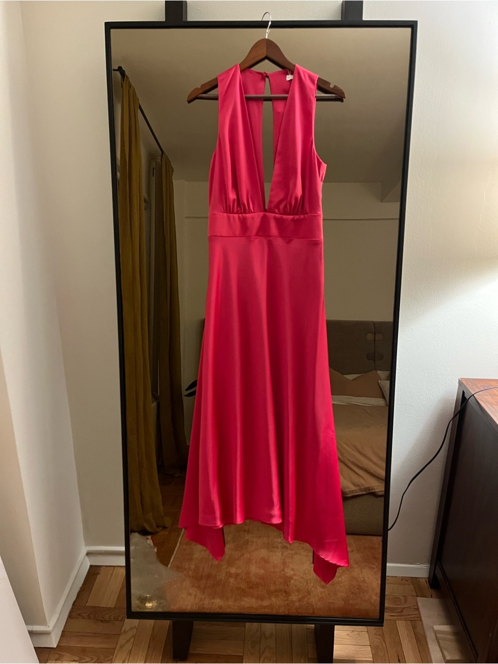 Kookai Fuchsia Plunging V-Neck Maxi Dress